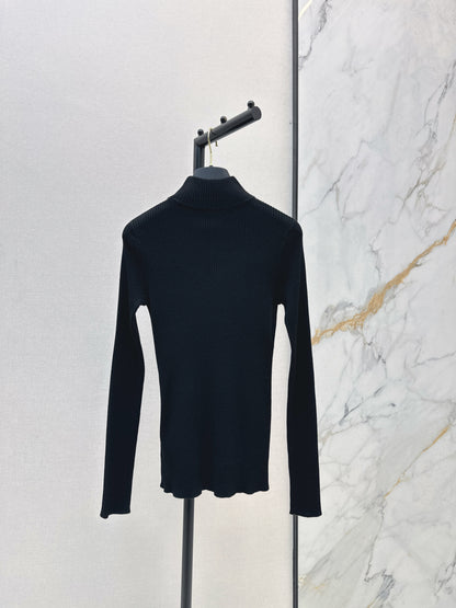 Slim fit letter logo high neck base shirt