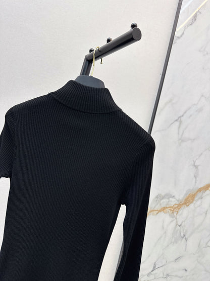 Slim fit letter logo high neck base shirt