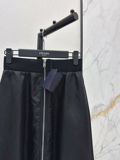 High waisted umbrella shaped nylon skirt