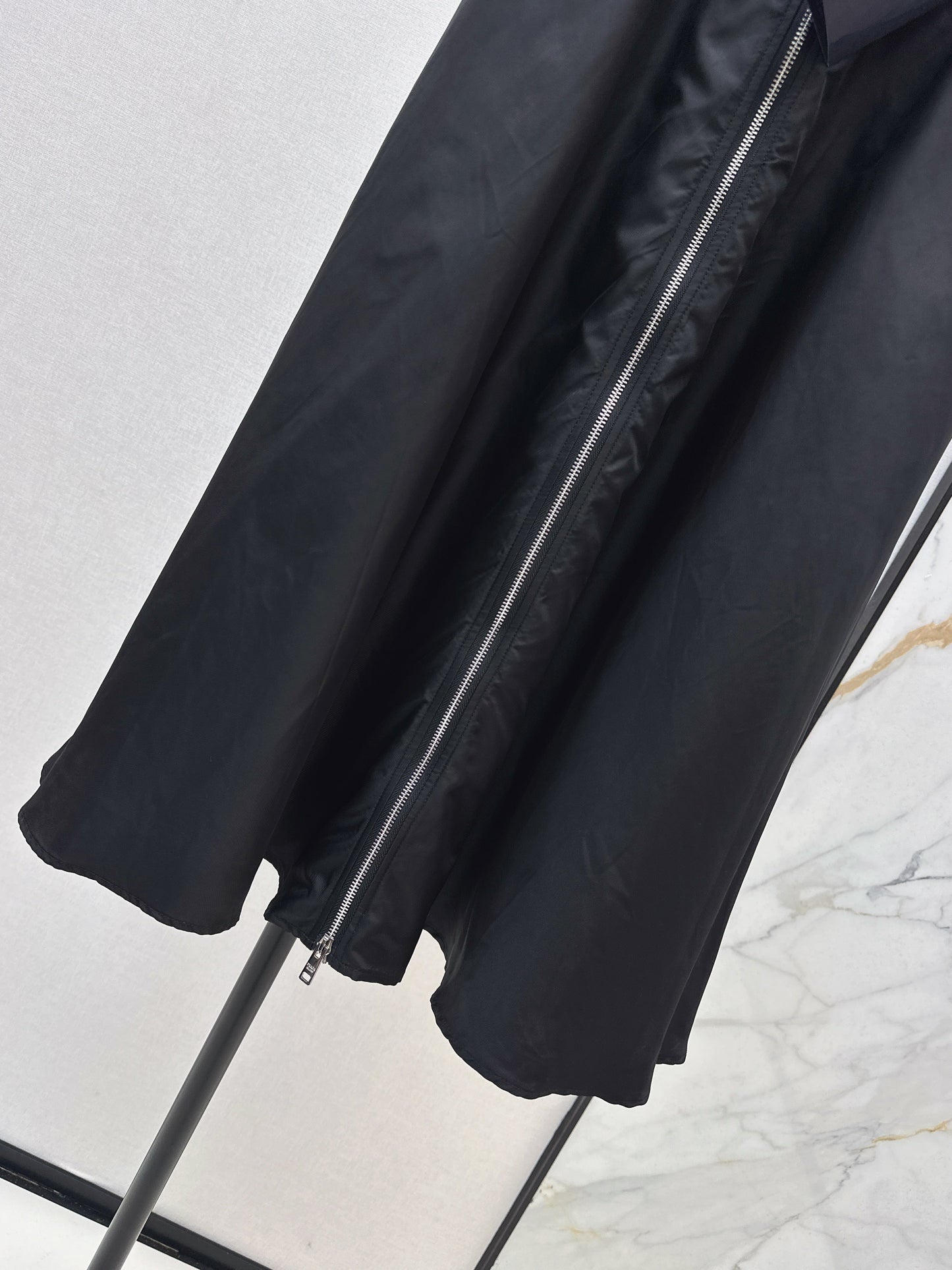 High waisted umbrella shaped nylon skirt