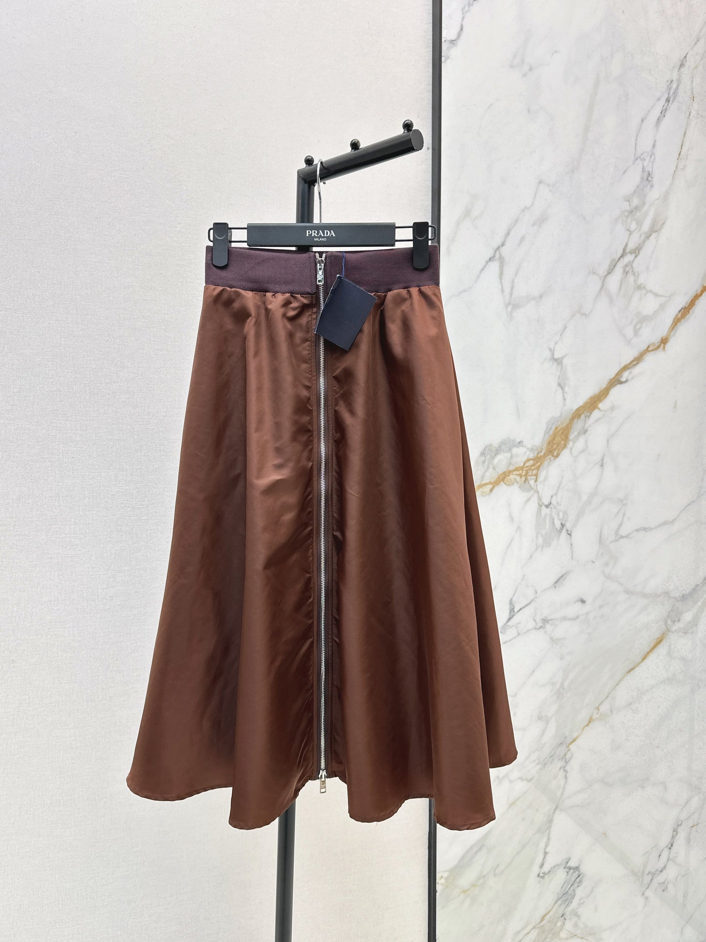High waisted umbrella shaped nylon skirt
