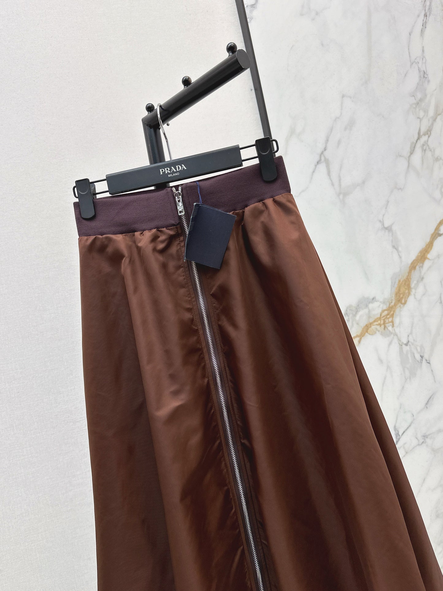 High waisted umbrella shaped nylon skirt
