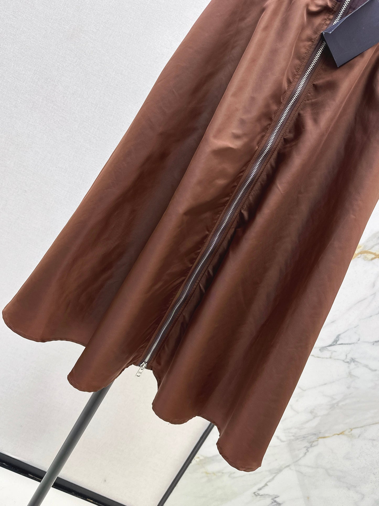 High waisted umbrella shaped nylon skirt