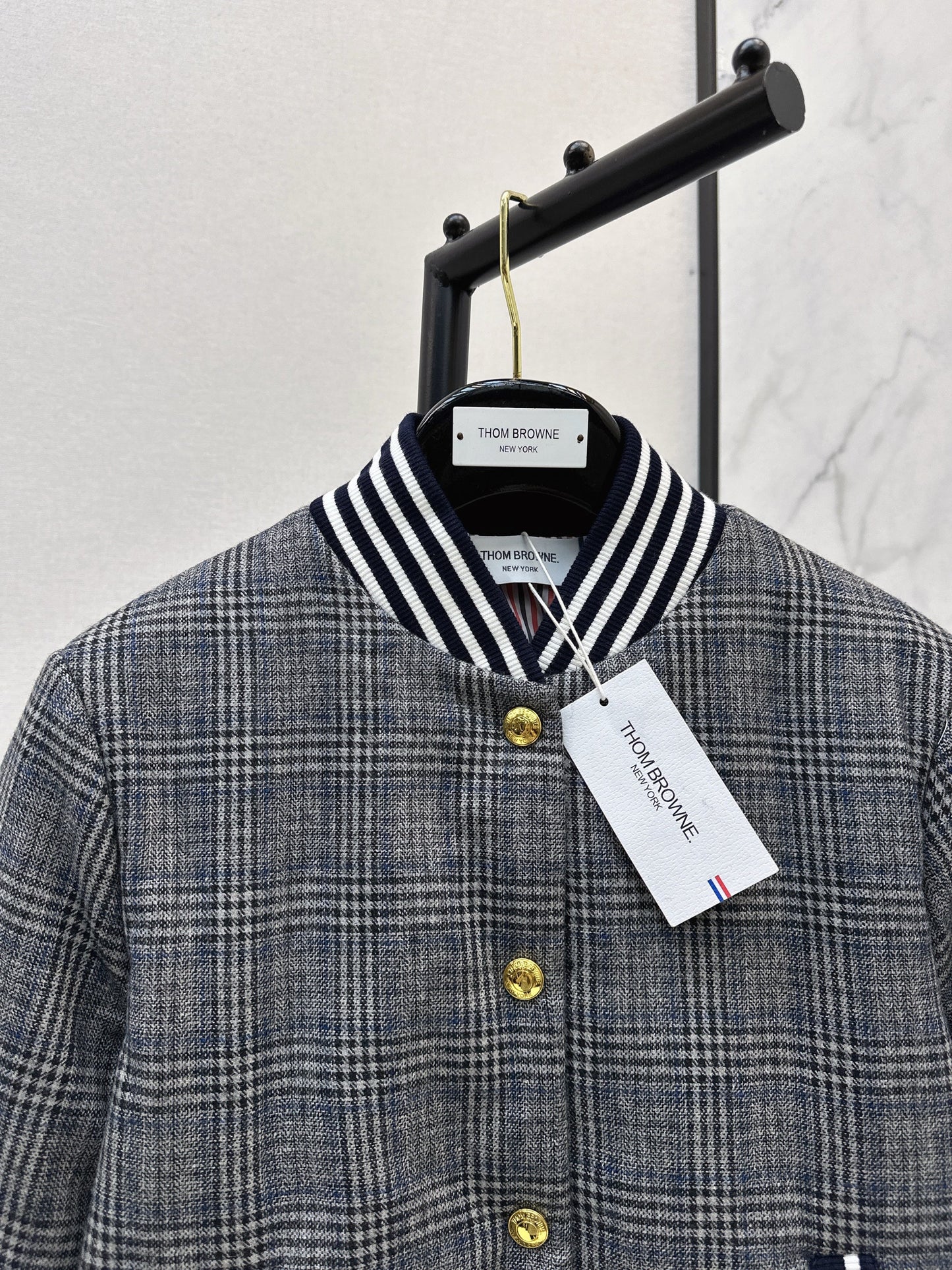Grey plaid casual cotton jacket