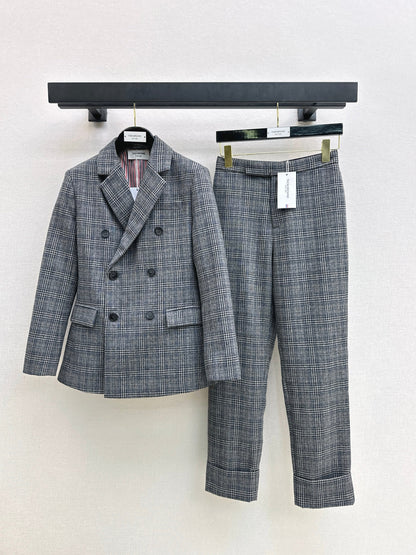 Striped double breasted suit jacket