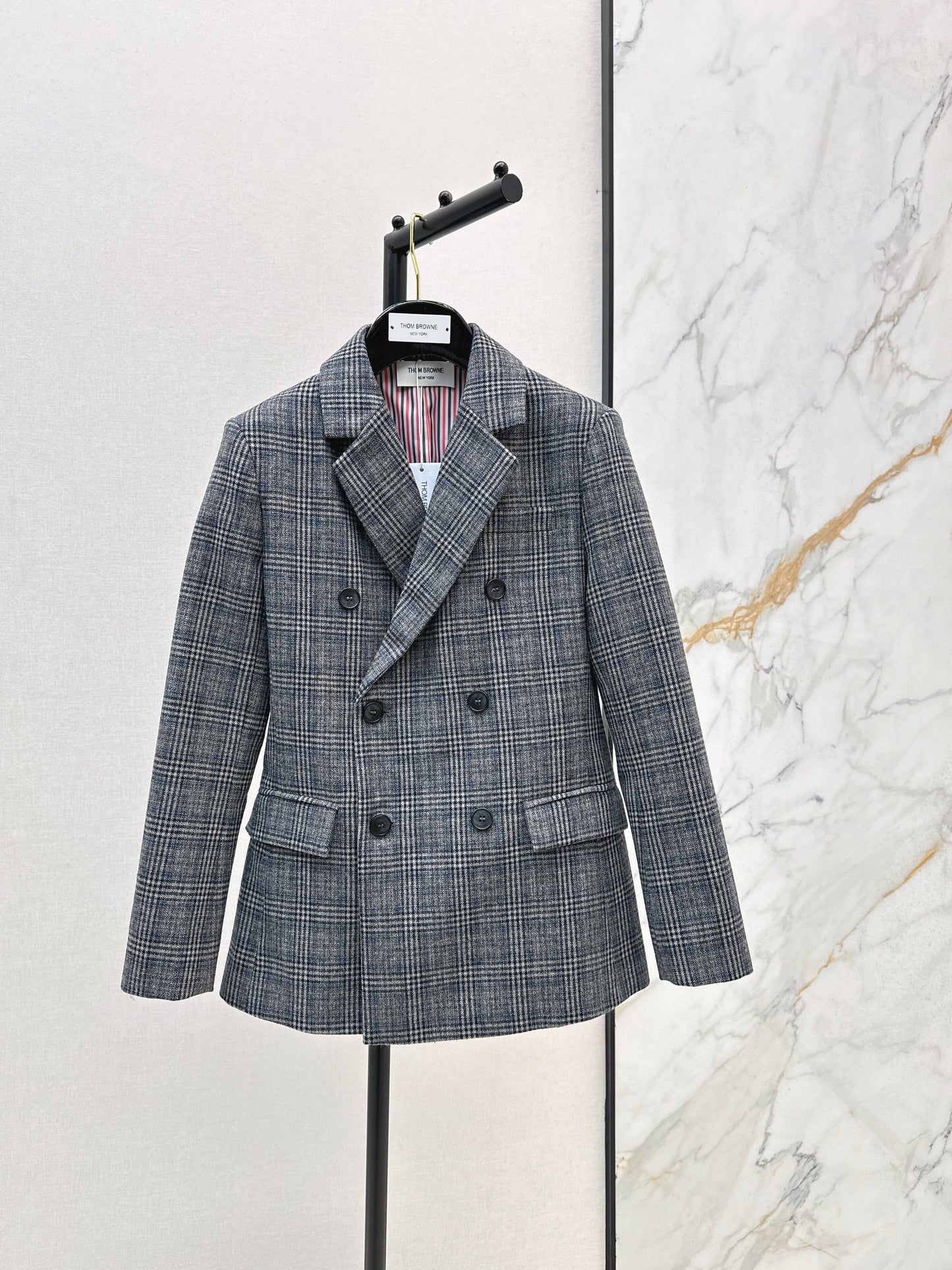 Striped double breasted suit jacket