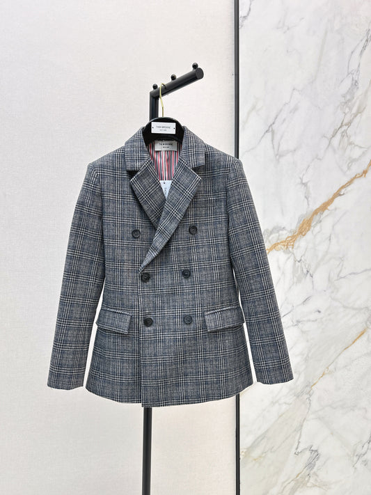Striped double breasted suit jacket