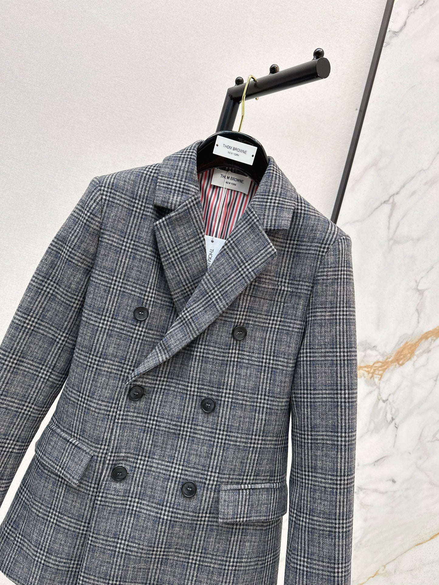Striped double breasted suit jacket