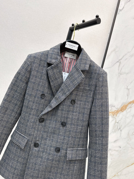 Striped double breasted suit jacket