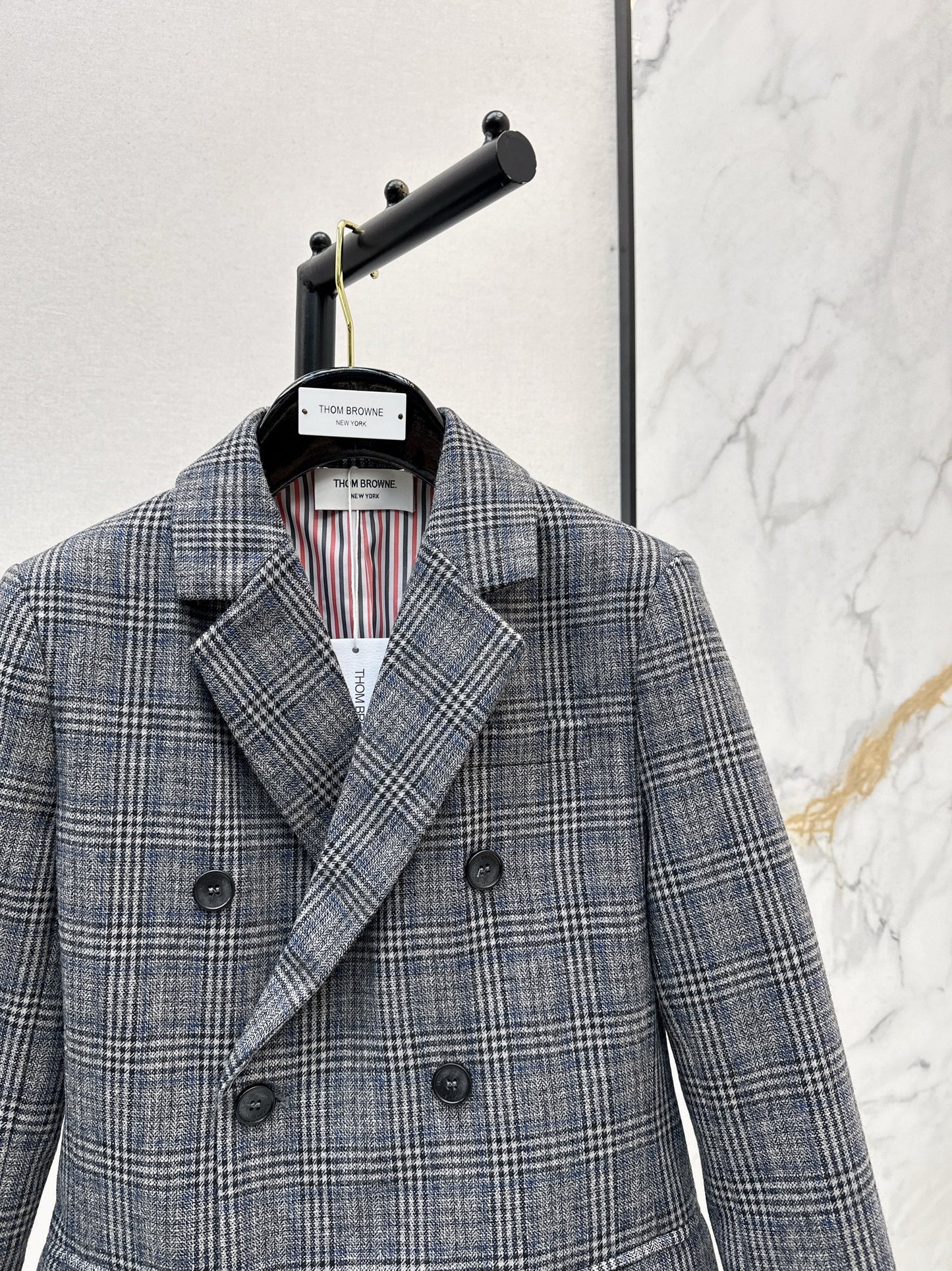 Striped double breasted suit jacket