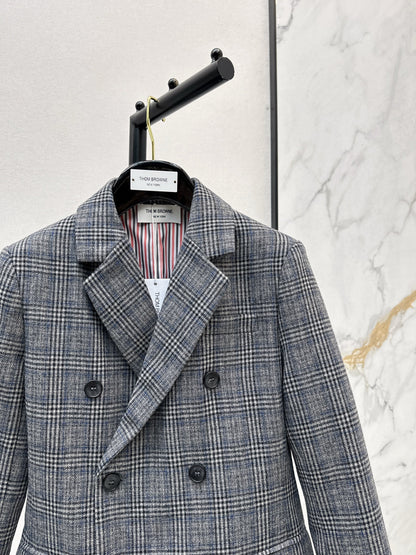 Striped double breasted suit jacket