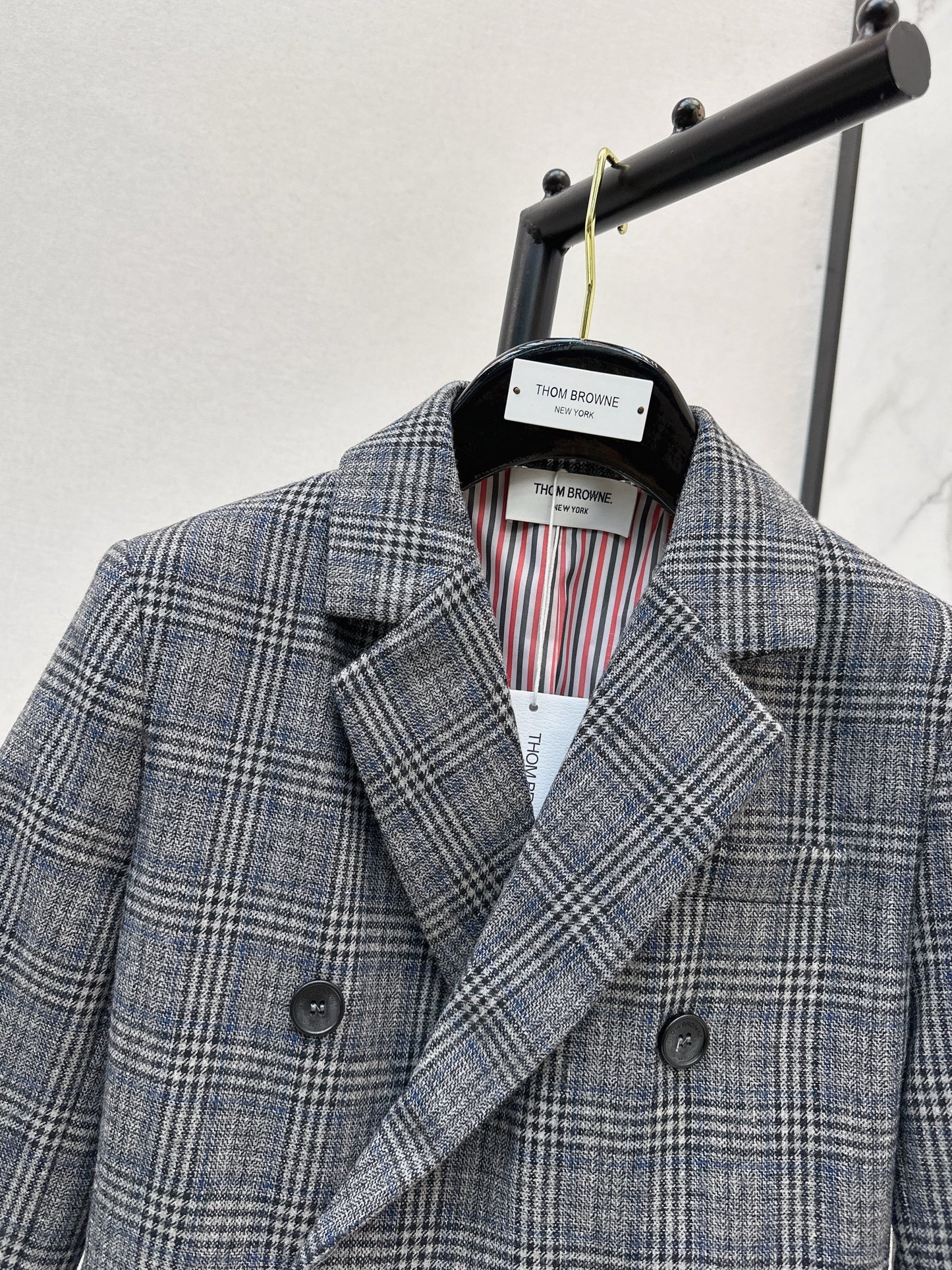 Striped double breasted suit jacket