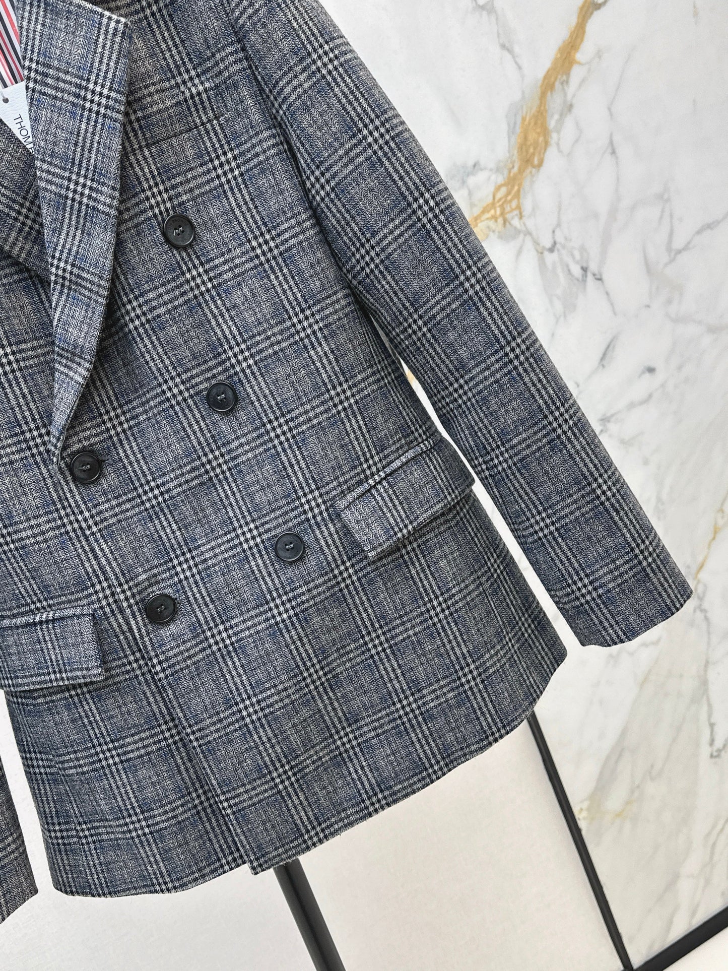 Striped double breasted suit jacket