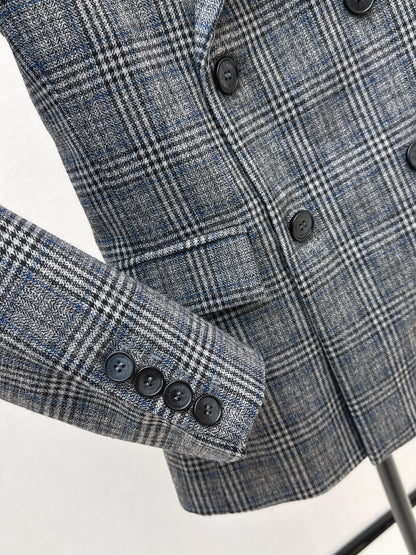 Striped double breasted suit jacket