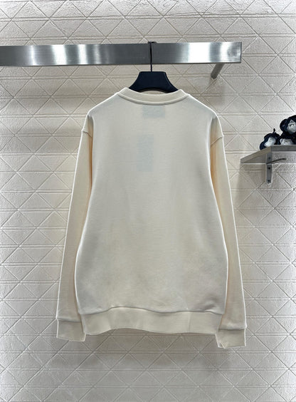 Color blocking letter round neck hoodie