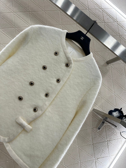 Round neck woolen dress jacket