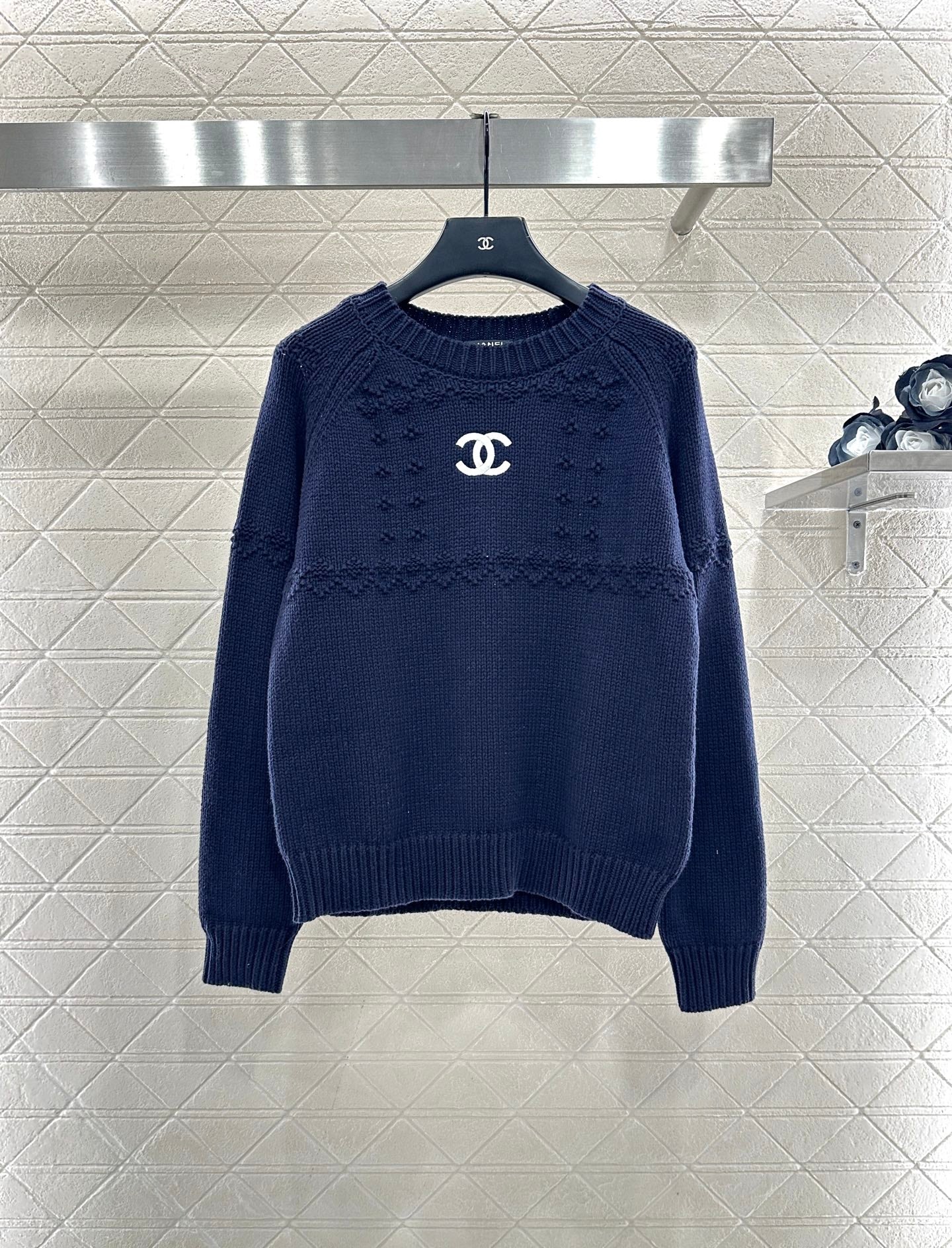 Embroidered crochet sweater