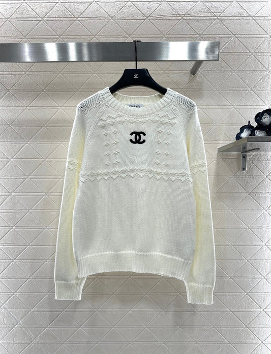 Embroidered crochet sweater