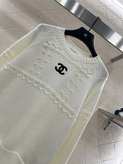 Embroidered crochet sweater