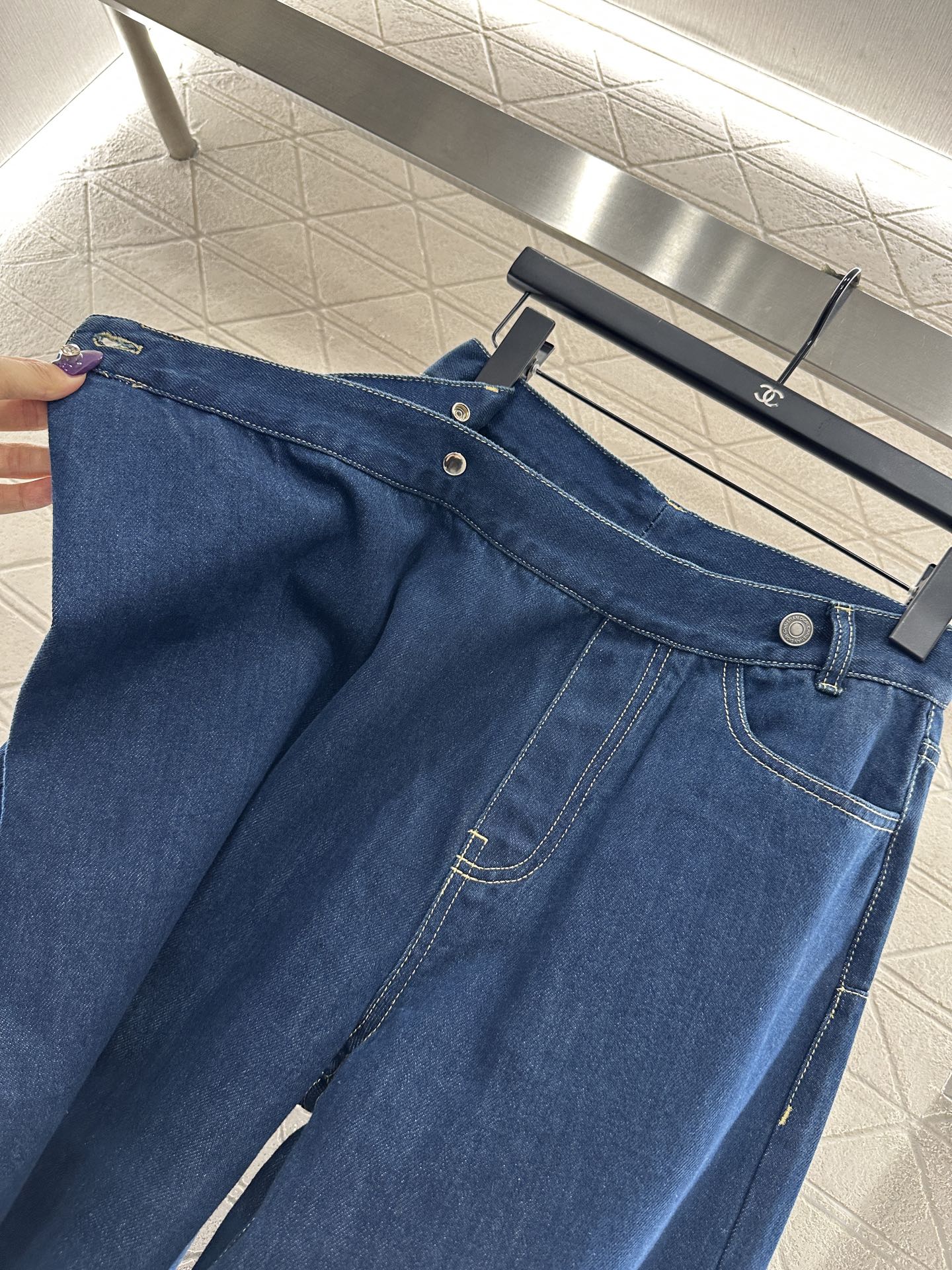 Deconstructing wide leg denim pants