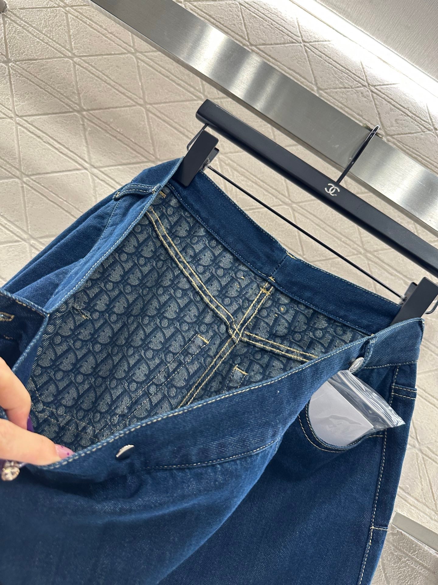 Deconstructing wide leg denim pants
