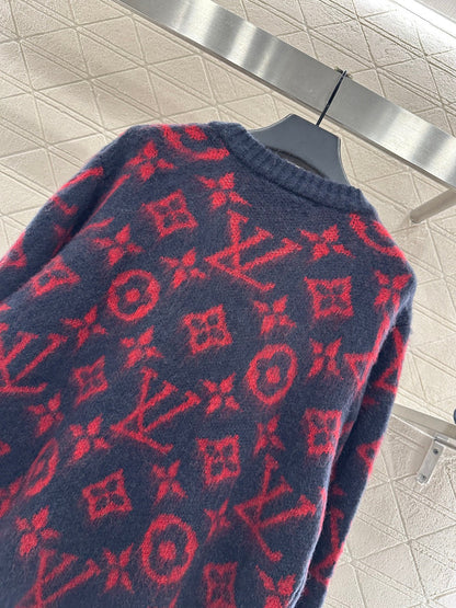 V-neck jacquard knitted cardigan