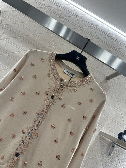 Sequin studded knitted cardigan