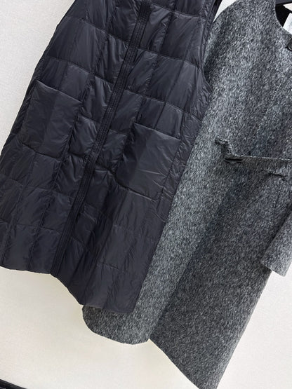 Down lined double-sided cashmere coat