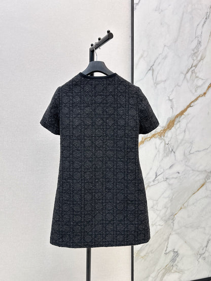 Tengge pattern H-shaped short sleeved dress