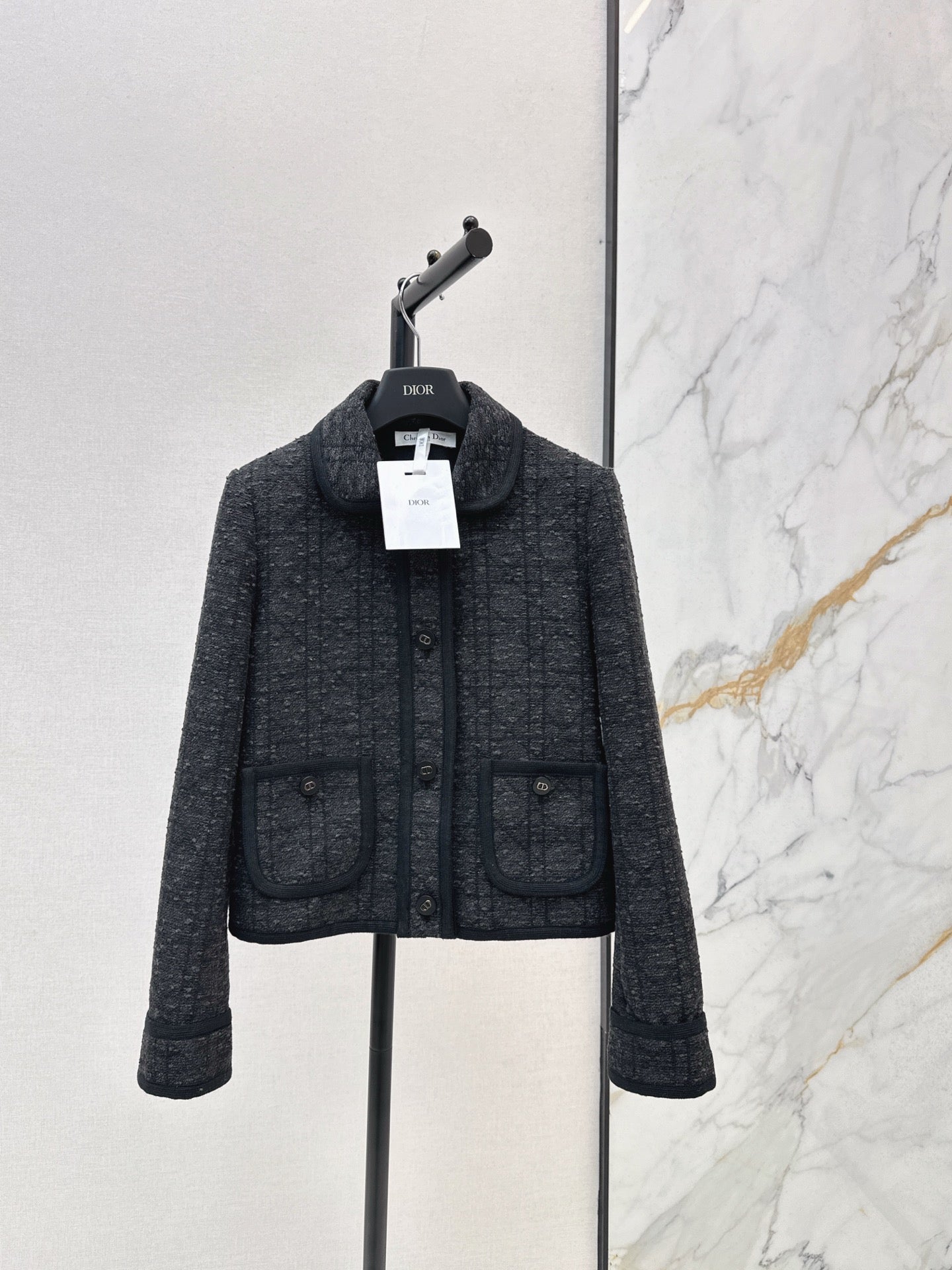 Dai Fei Teng plaid double pocket lapel jacket