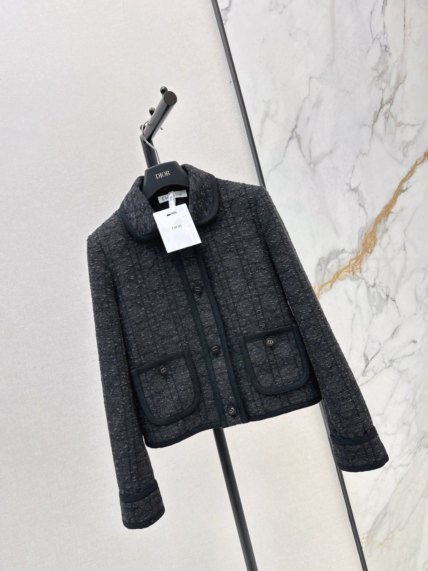 Dai Fei Teng plaid double pocket lapel jacket