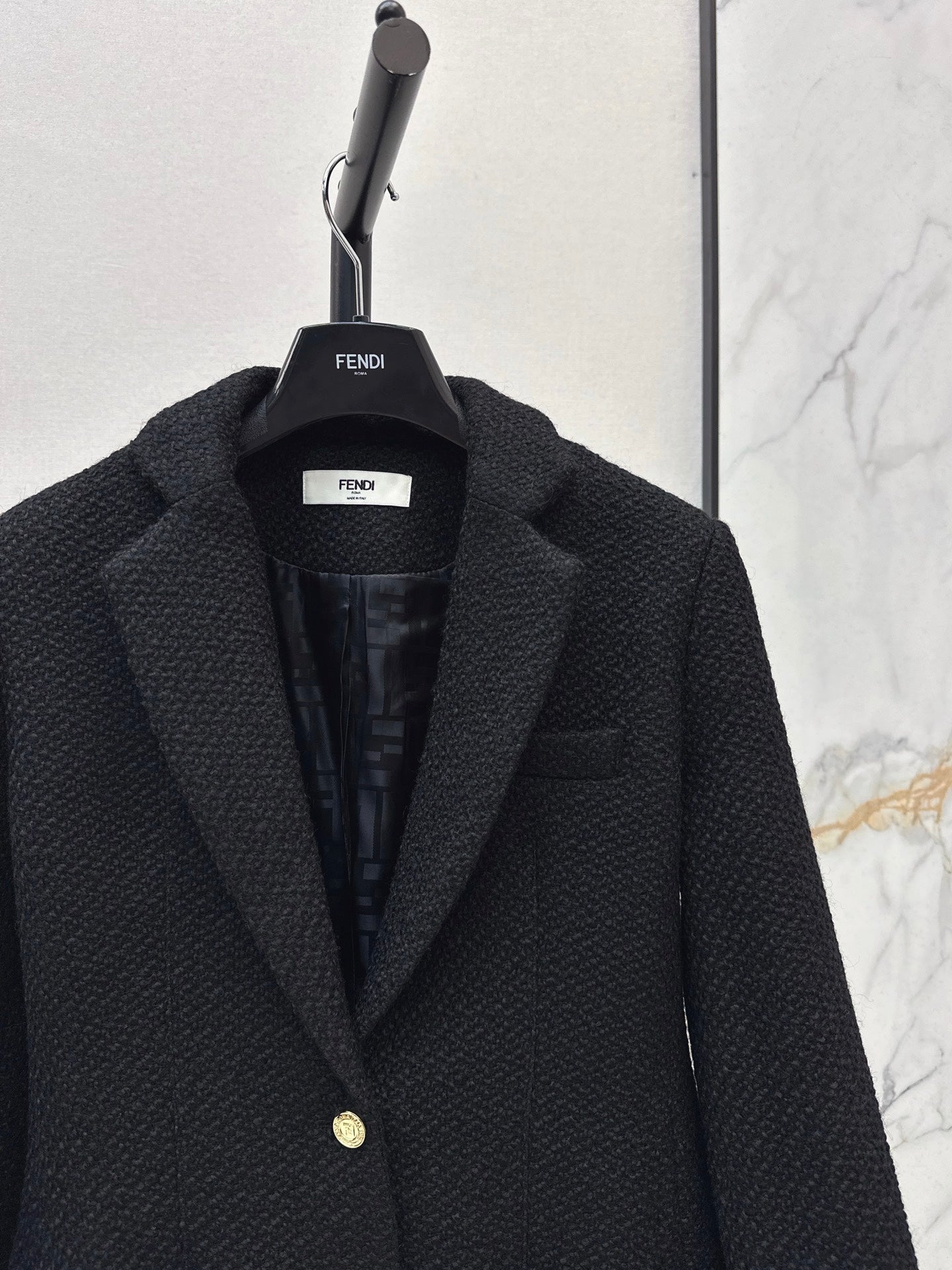 Collar and patchwork pocket suit jacket
