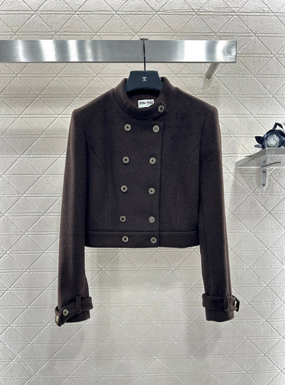 Stand up collar jacket and pants set
