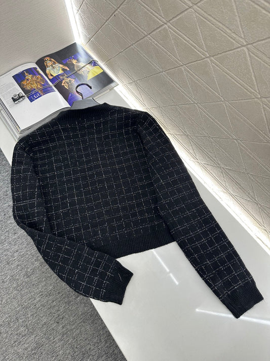 Silver plaid knitted cardigan