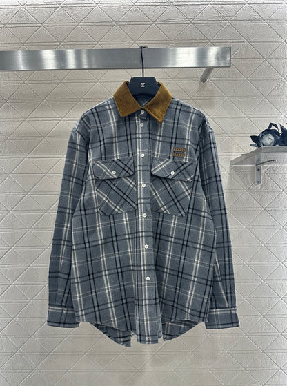 Pair plaid shirt