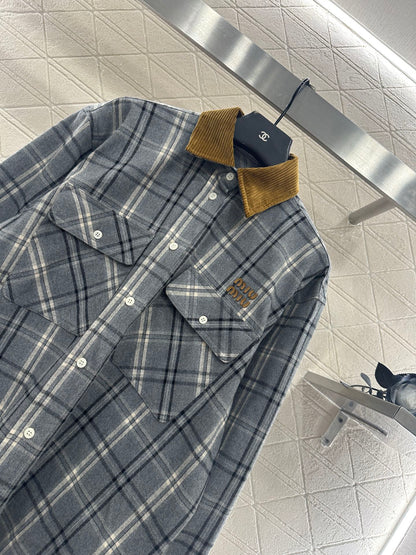 Pair plaid shirt