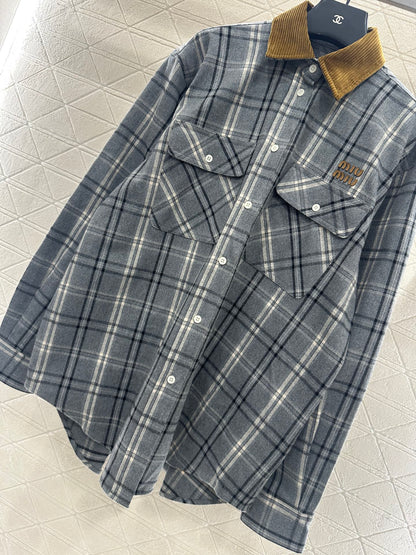 Pair plaid shirt