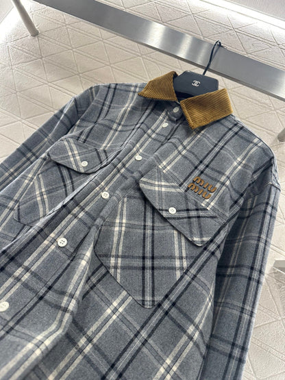 Pair plaid shirt