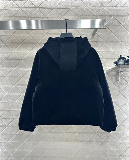Hooded velvet cotton jacket