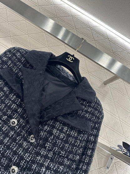 Rough woolen collar dress jacket
