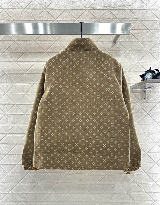 Stand up collar jacquard zipper jacket