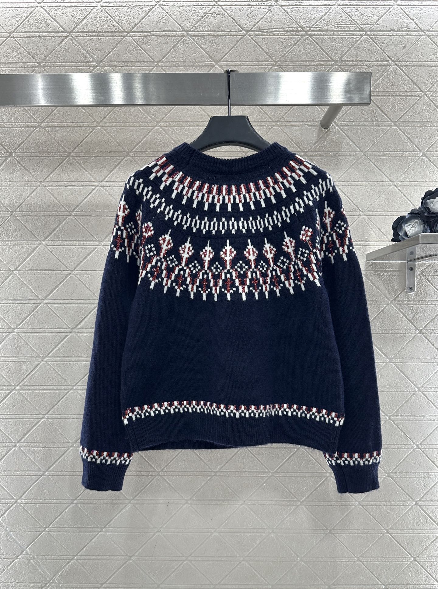 Heavy Industry Hook Flower Bead Sweater