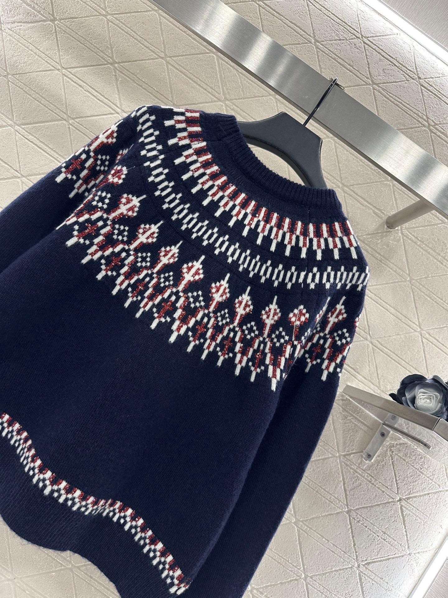Heavy Industry Hook Flower Bead Sweater