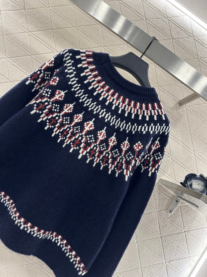Heavy Industry Hook Flower Bead Sweater