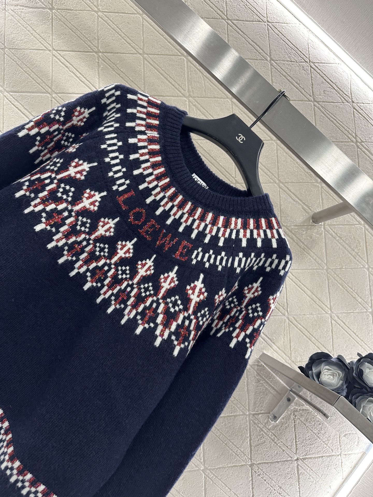 Heavy Industry Hook Flower Bead Sweater