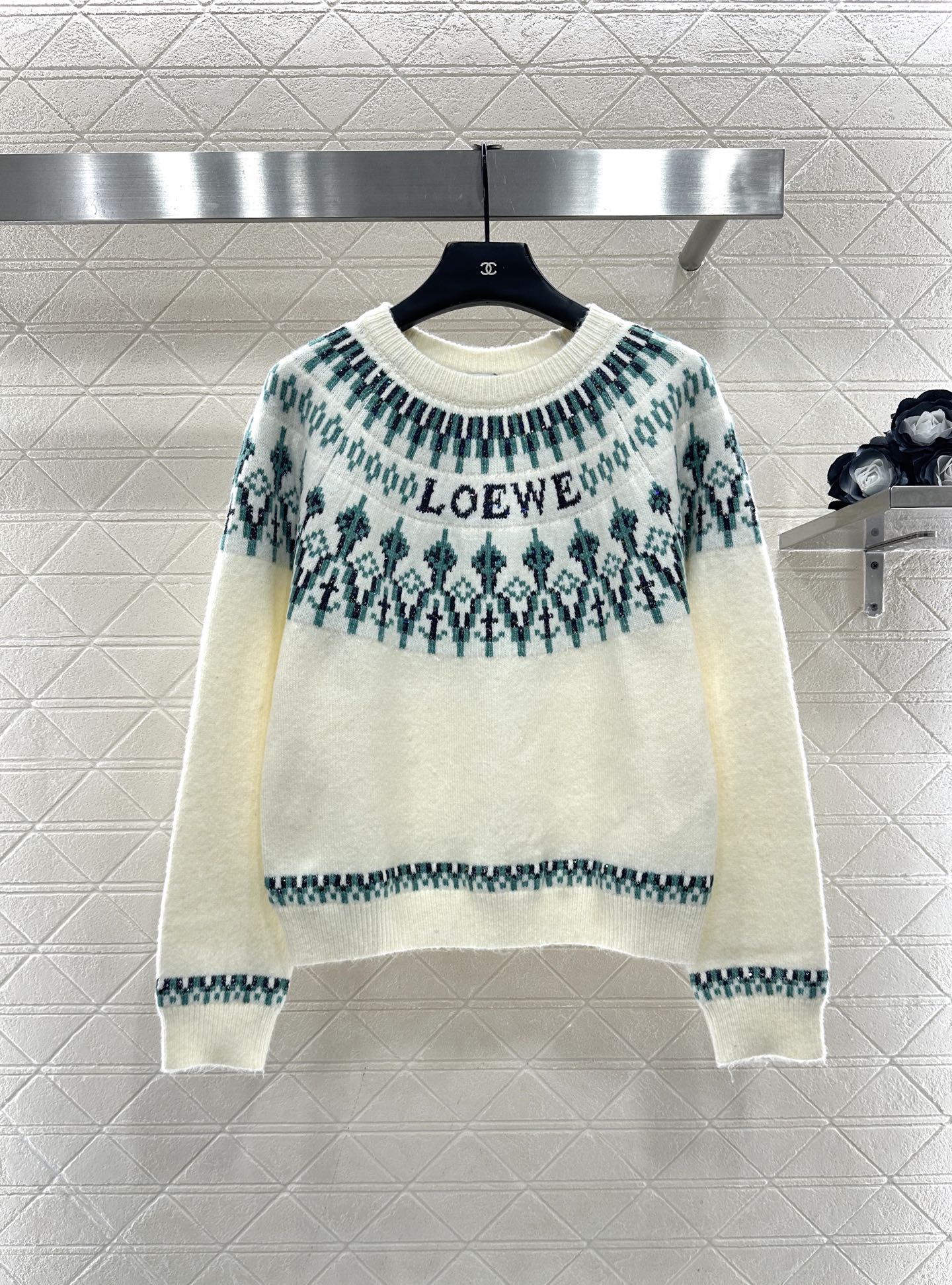 Heavy Industry Hook Flower Bead Sweater