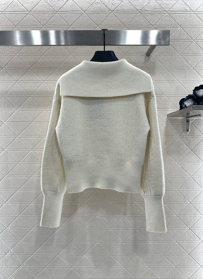 Collar zipper knitted jacket