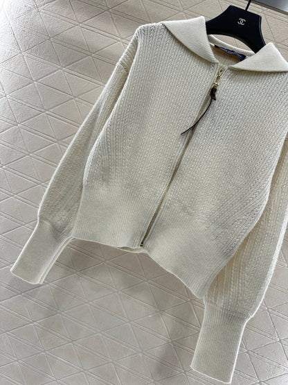 Collar zipper knitted jacket