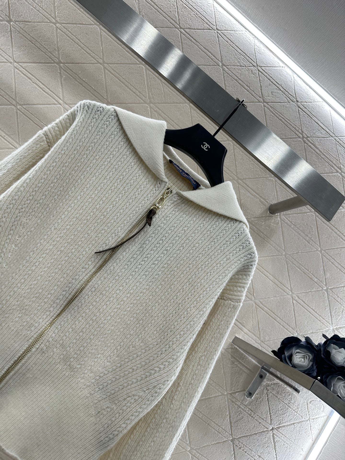 Collar zipper knitted jacket