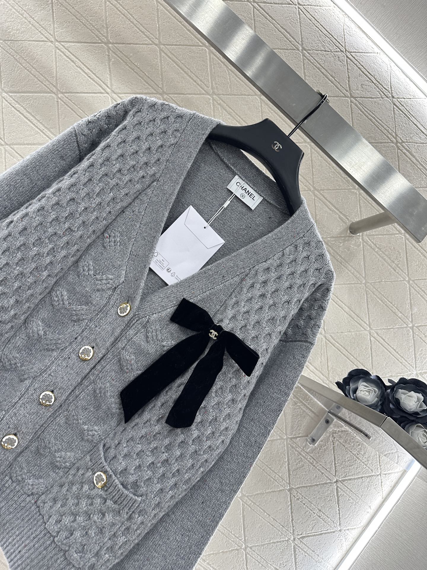 Bow knit cardigan